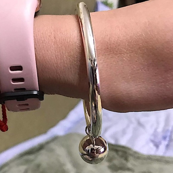 NEW STERLING SILVER CHARM BALL BANGLE BRACELET - Picture 9 of 14